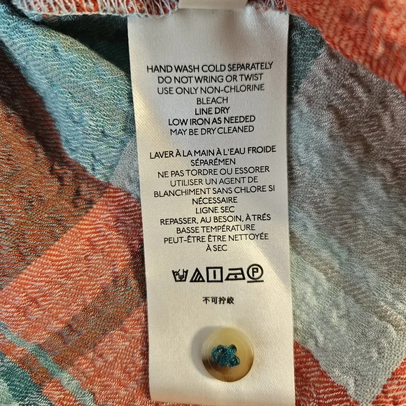 Pilcro Breezy Plaid Button Down Gauzy Rustic Long Sleeve Top M - Picture 9 of 11